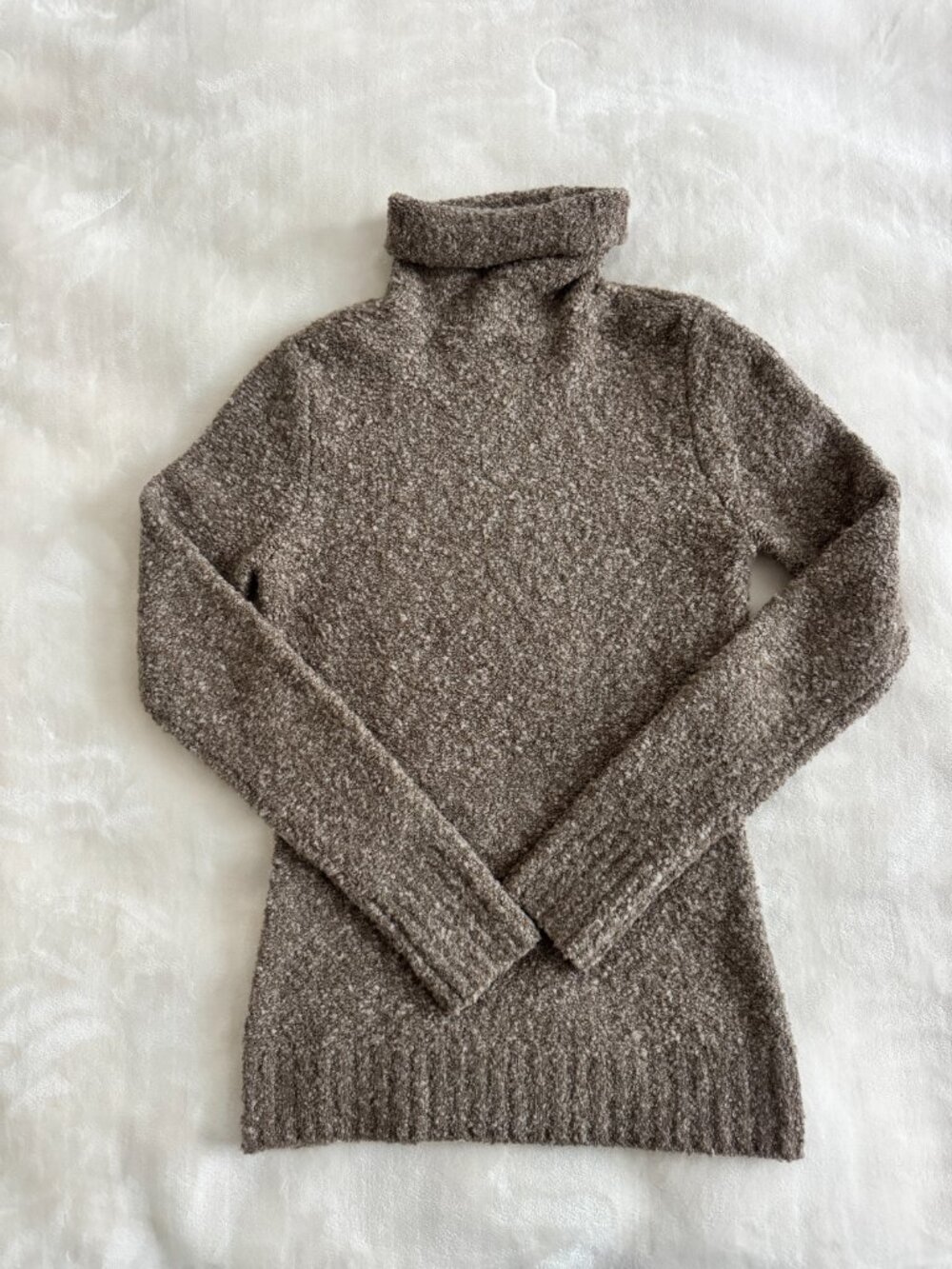Vintage Moda International Womens M Wool Blend Boucle Turtleneck Sweater Brown